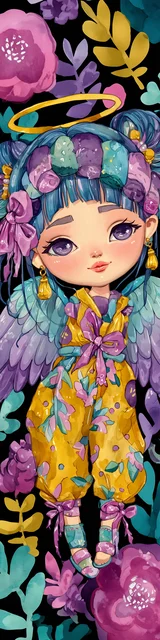 Free kawaii angel bookmark featuring colorful kawaii angel